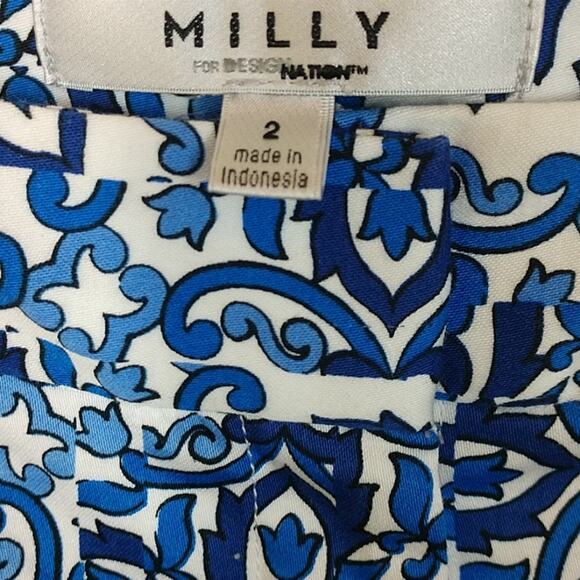 Milly for Design Nation Blue Print Crop Pant size 2 - Picture 6 of 8